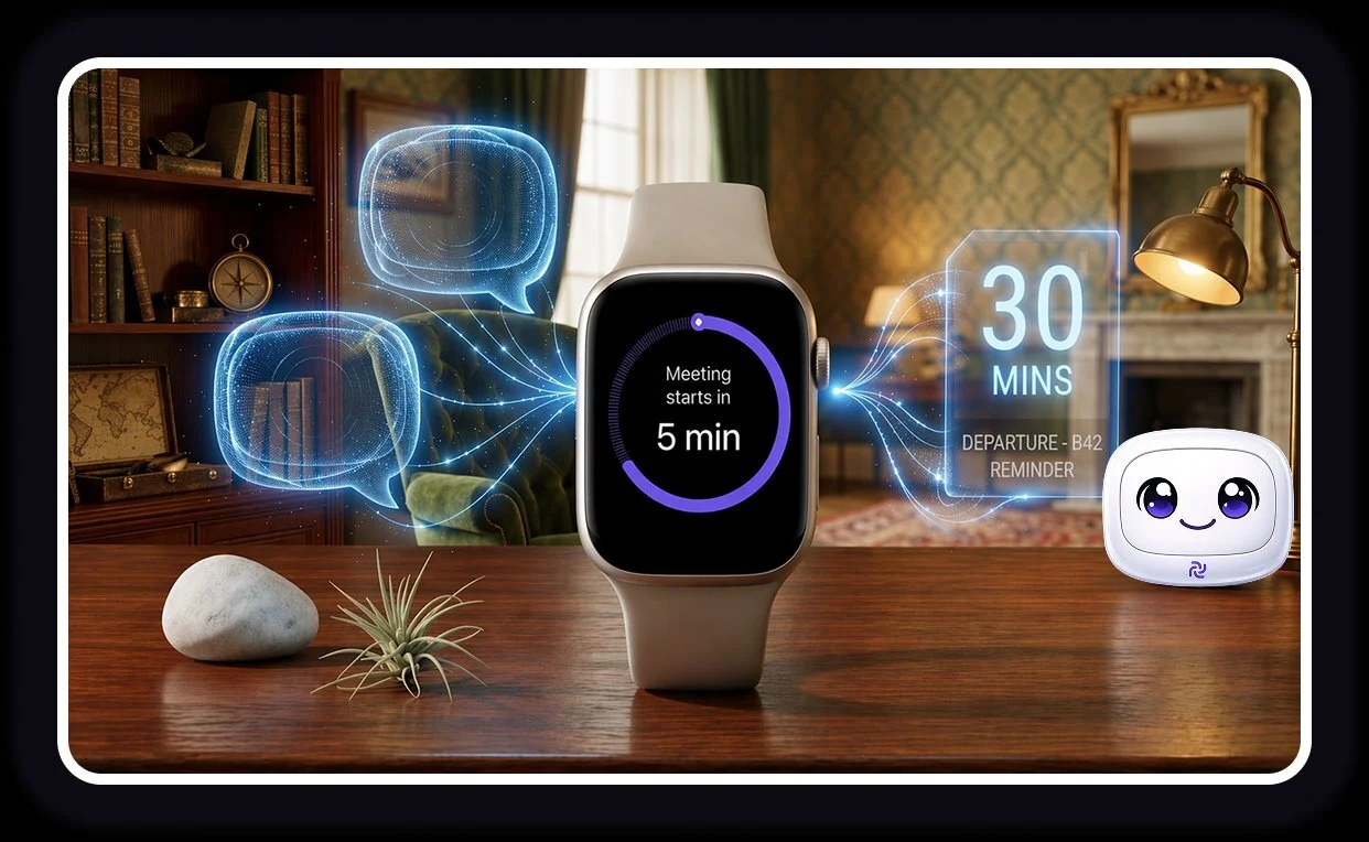 Apple Watch showing TellySynco family reminders and notifications